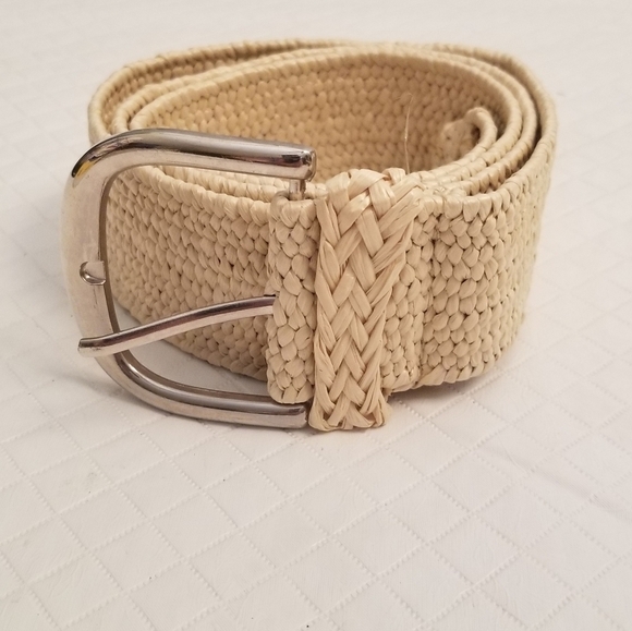 Accessories - Womens Braided Belt Beige Cotton Golf  Sz  33-35. 1.5 Inch Wide